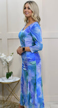 Load image into Gallery viewer, Blue Pattern Mesh Dress - Tia
