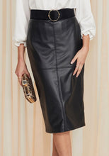 Load image into Gallery viewer, Black Pleather Pencil Skirt - Tia
