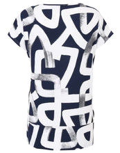 Load image into Gallery viewer, Navy &amp; White Print T-shirt - Doris Streich
