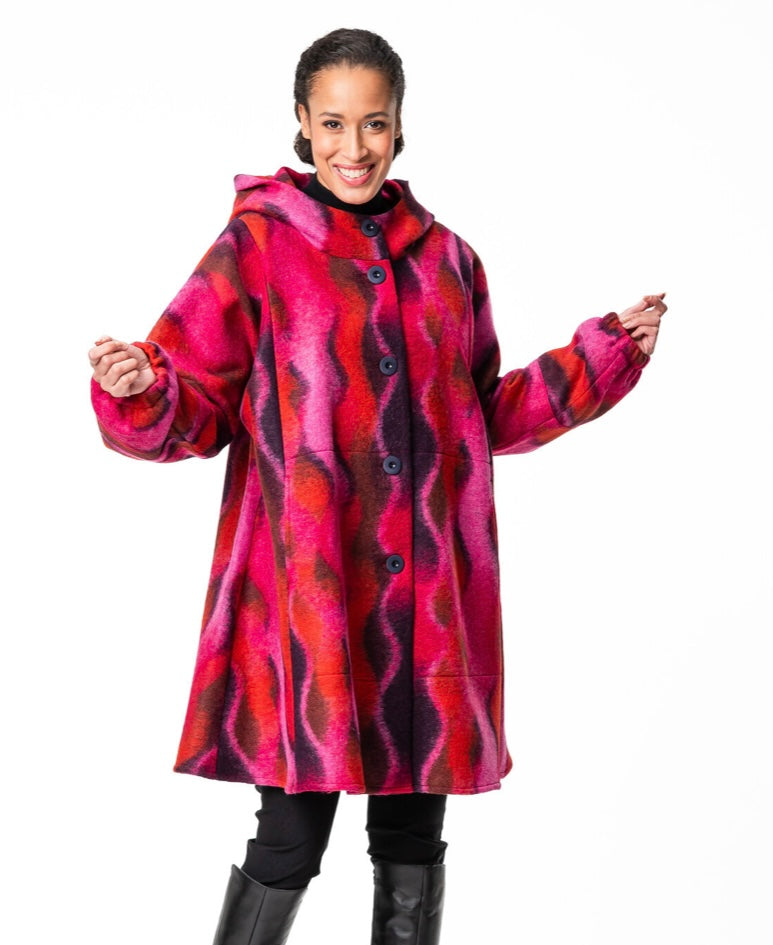 Wool Hooded Pink Jacket - Aino