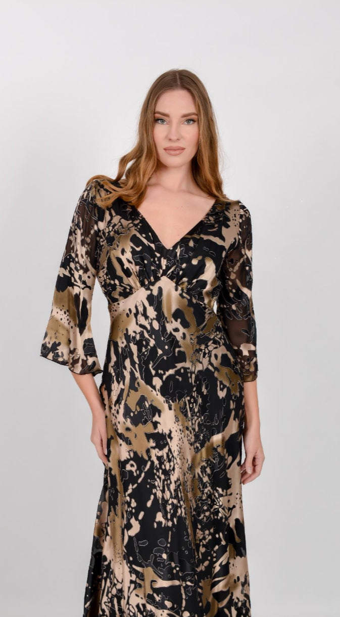Black and Gold Silk Dress
