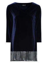 Load image into Gallery viewer, Navy Velvet Tunic 73048 - Tia
