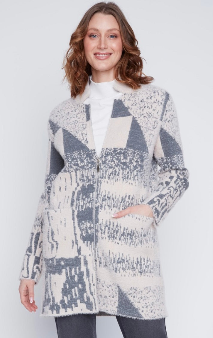 Grey & White Cardigan 2523032 - Coco Y Club