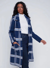 Load image into Gallery viewer, Navy Check Long Cardigan 2523011 - Coco Y Club
