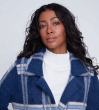 Load image into Gallery viewer, Navy Check Long Cardigan 2523011 - Coco Y Club
