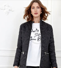 Load image into Gallery viewer, Black Sequin Quilted Jacket 252-2056 - Coco Y Club
