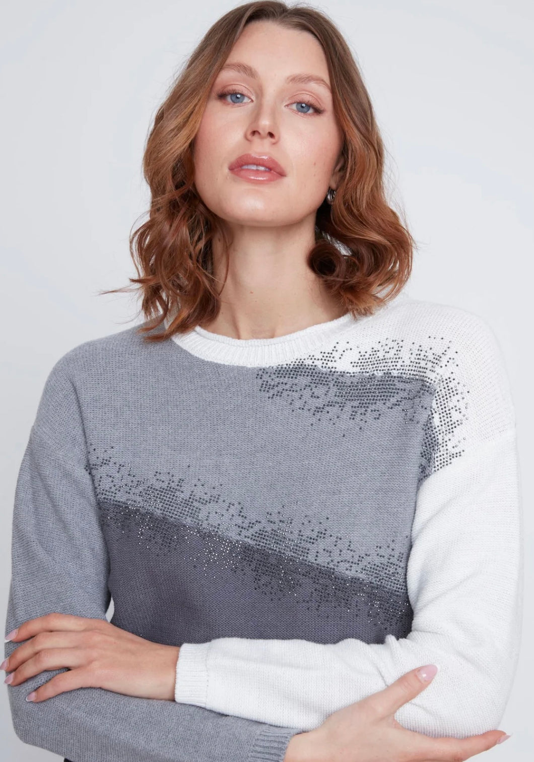 Grey & White Jumper 2523064 - Coco Y Club