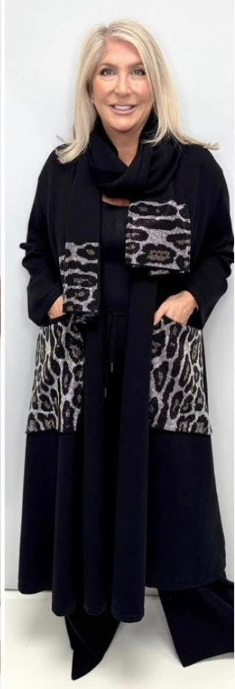 Black Cardigan Animal Print WF2639 - Malissa J