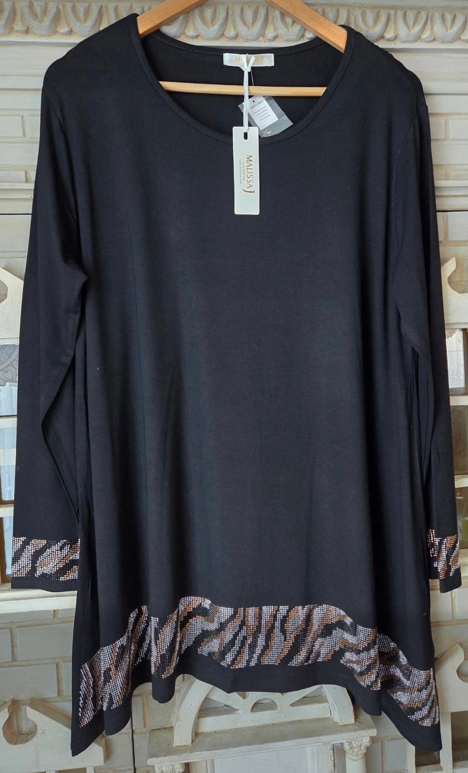 Black Sequin Trim Top WF2653 - Malissa J