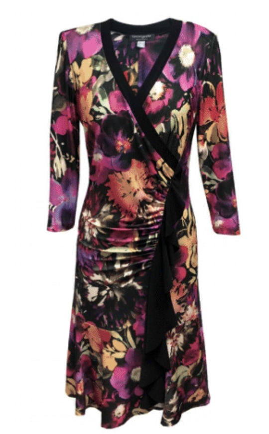 Pink Purple Floral Dress - Georgedé