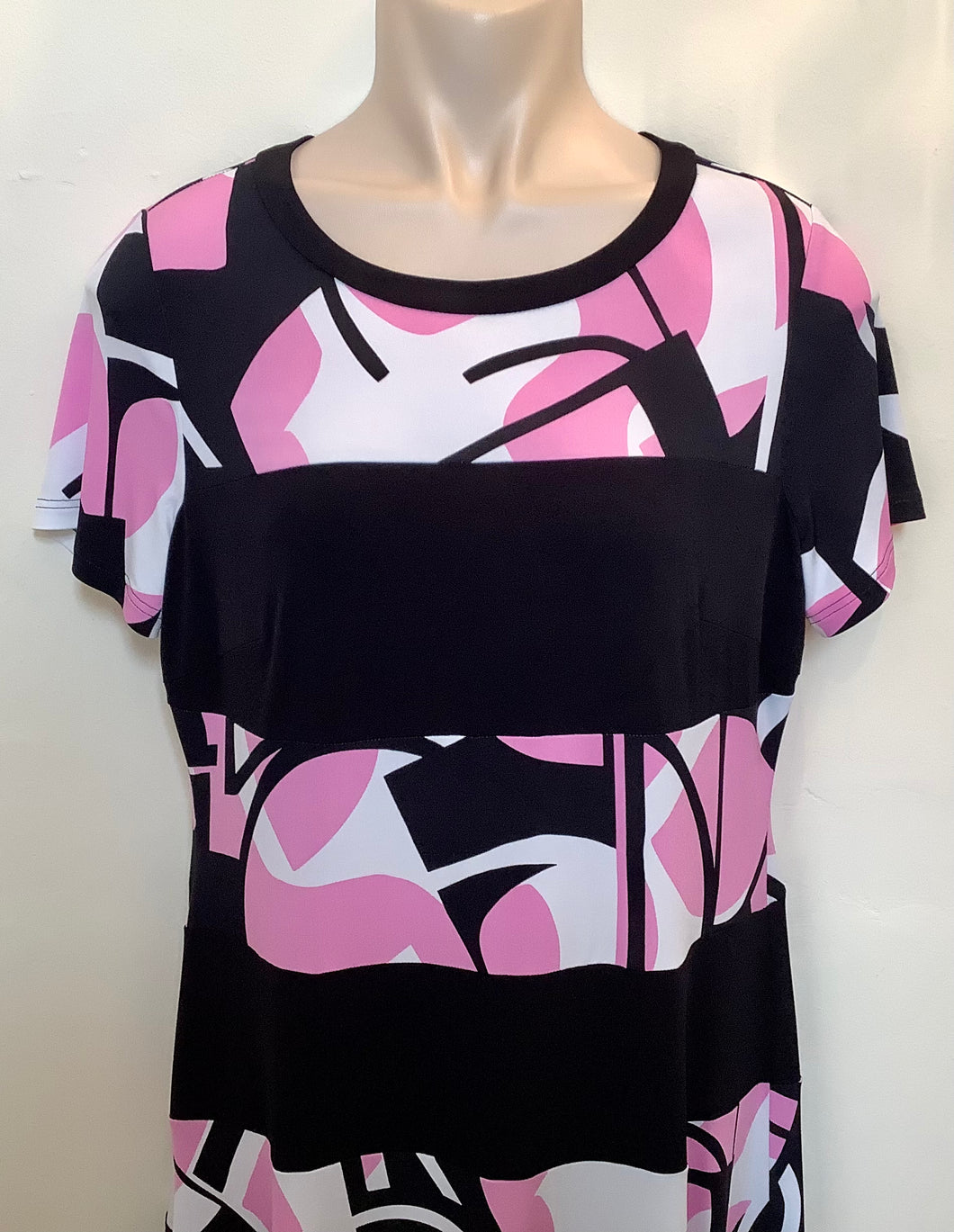 Abstract Pink, Black and White Dress - Tia