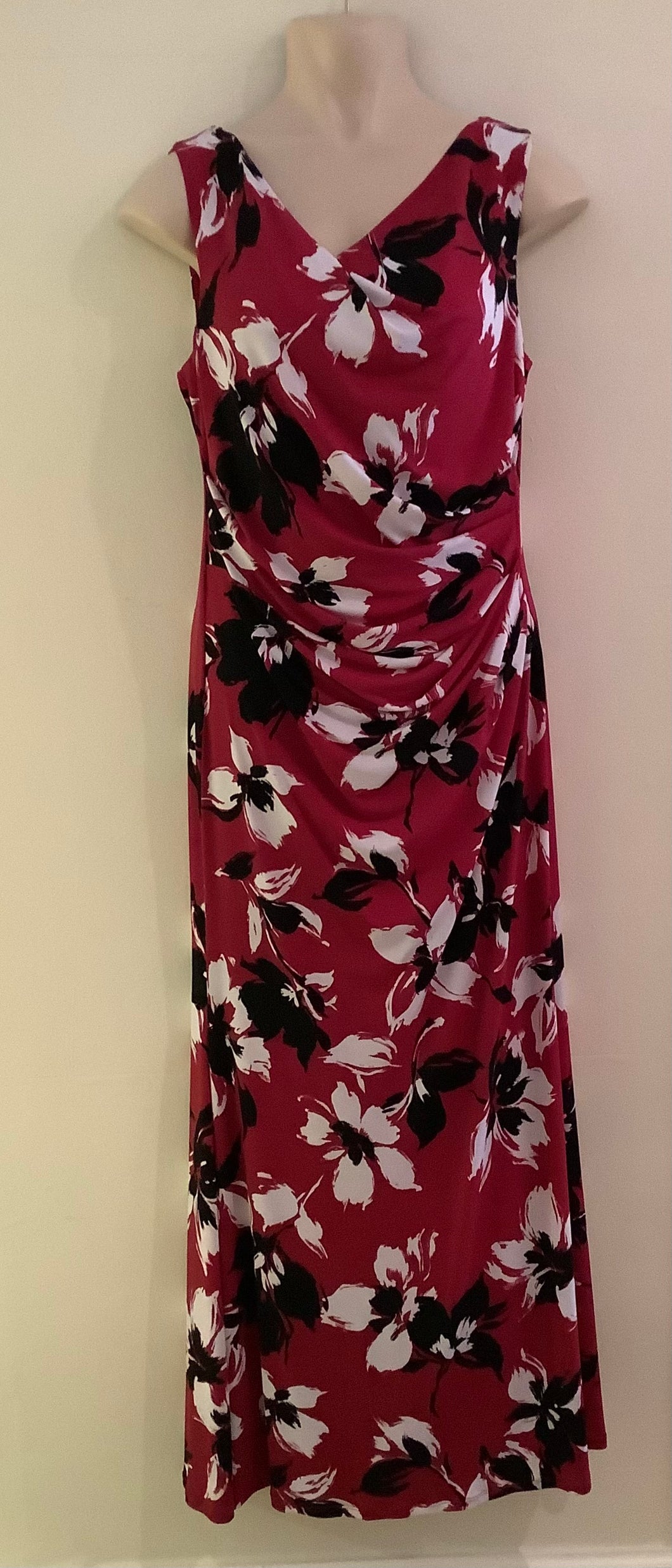 Red White Black Floral Maxi - Gina Bacconi