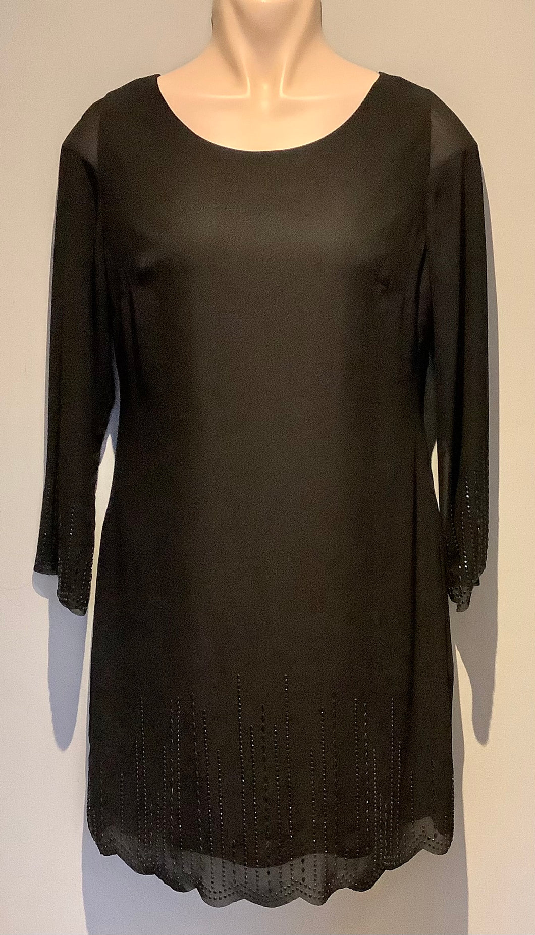Black Chiffon Dress with Embellishments - Evening Wear