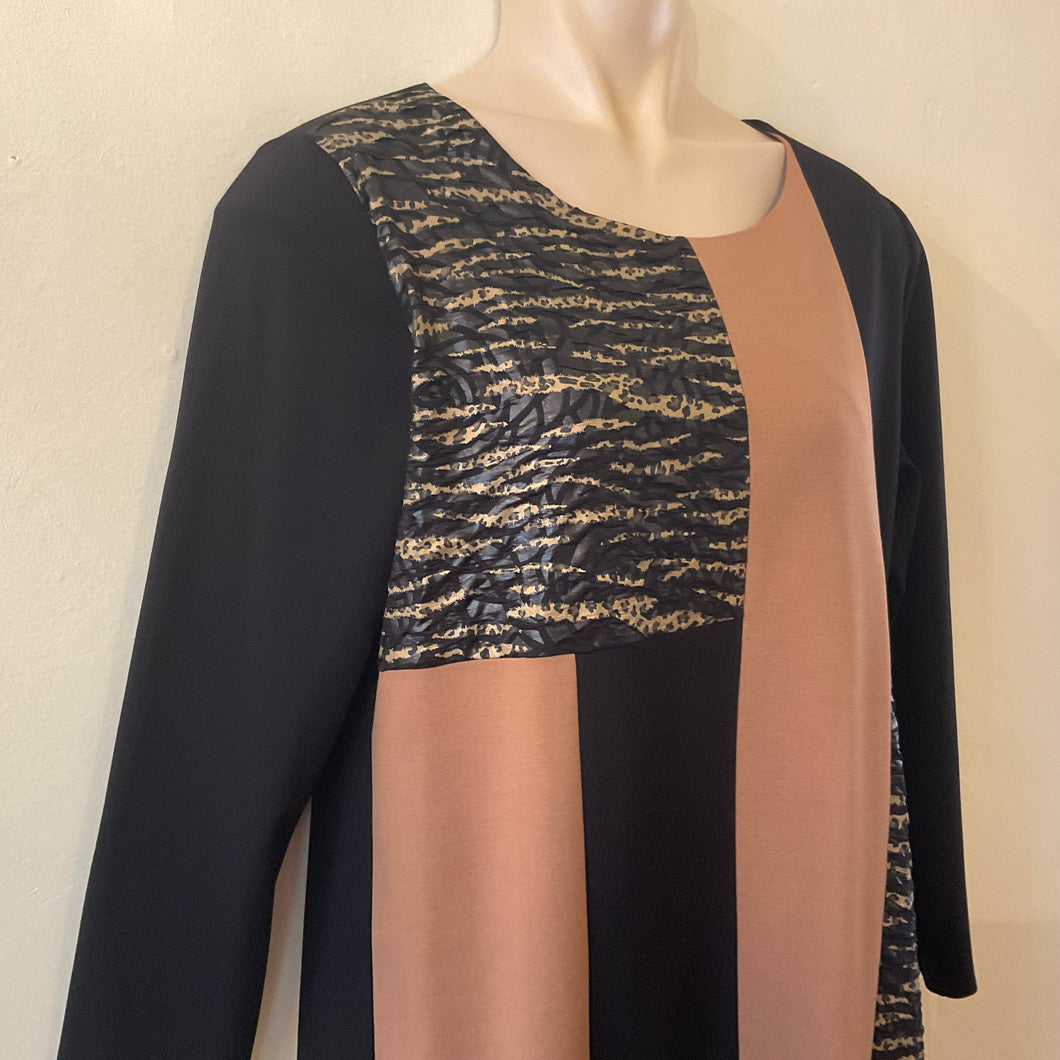 Black & Camel Shift Dress - Allison