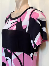 Load image into Gallery viewer, Abstract Pink, Black and White Dress - Tia
