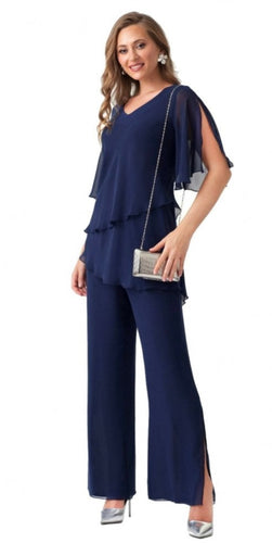 3 Piece Trouser Suits 2023 Mother of the Bride Chiffon Outfit Sets Wedding  Guest Formal Cardigan Evening Dresses blue  Amazonde Fashion