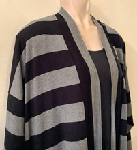 Load image into Gallery viewer, Black and Grey Striped Cardigan - Q’Neel
