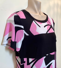 Load image into Gallery viewer, Abstract Pink, Black and White Dress - Tia
