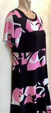 Load image into Gallery viewer, Abstract Pink, Black and White Dress - Tia
